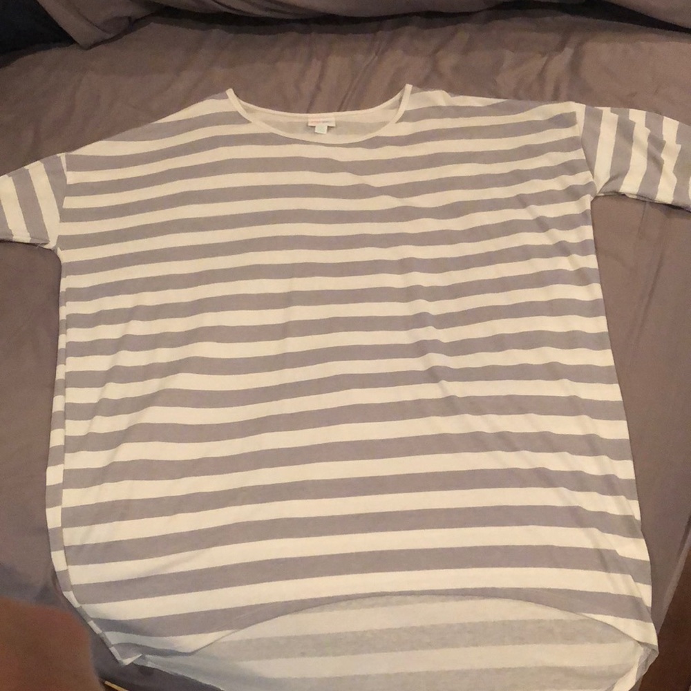 Lularoe Irma 2XL gray/white stripe